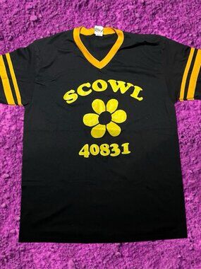 Scowl 40831 Flower Hardcore Punk Band Shirt Black Yellow Baseball Jersey XL